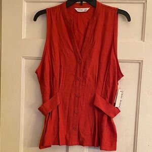 Nine West Sleeveless Rust Button Down Shirt